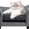 Pet Sofa Couch, Pet Sofa for Cats and Small Dogs, Cat Sleeping Bed, Ultra-Soft Snuggle Cat Sofa for Indoor Kitten, Luxury Mini Dog Couch Sofa Bed, Dark Gray